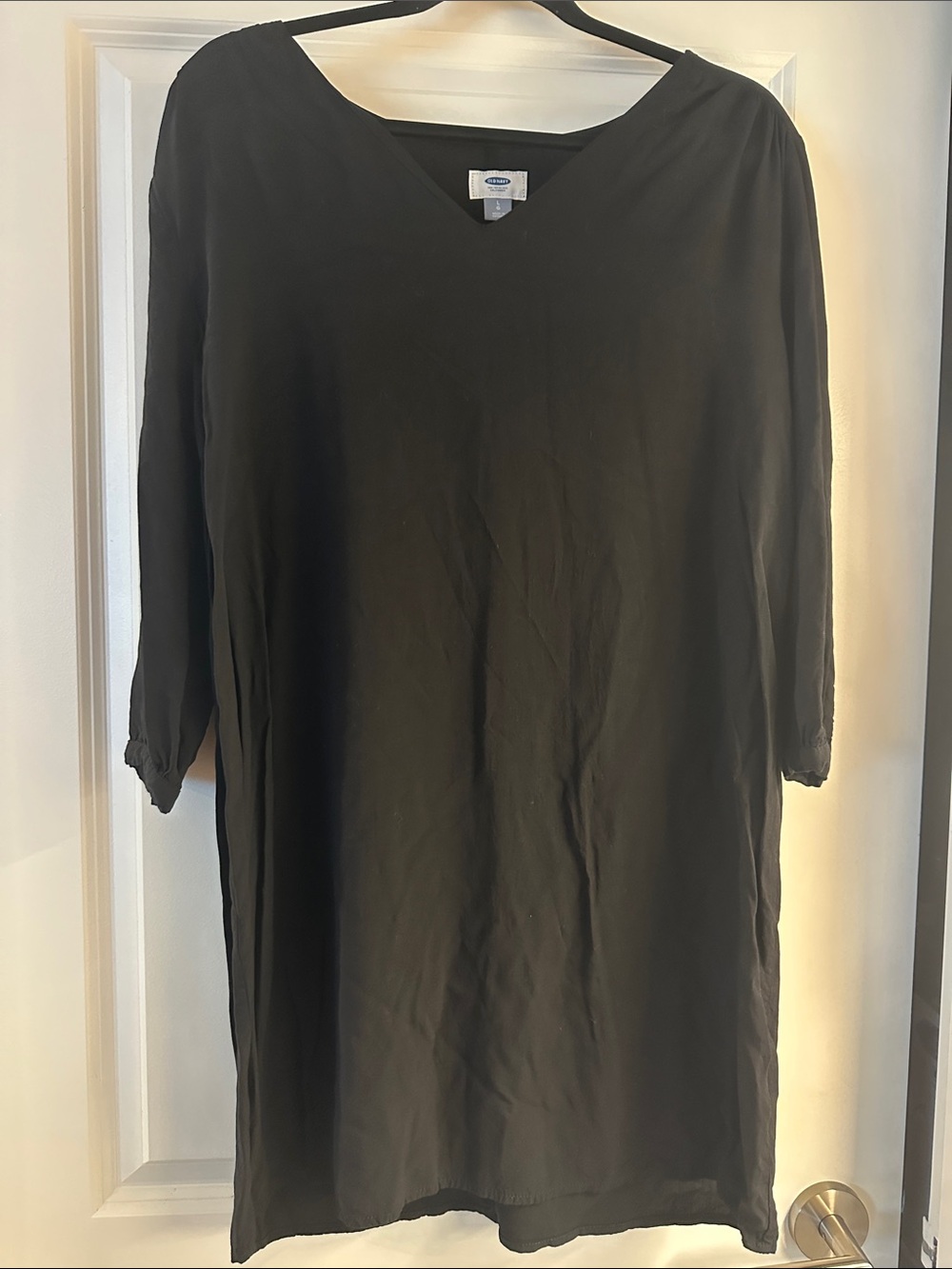 Old Navy Black Midi Dress with V-Neck